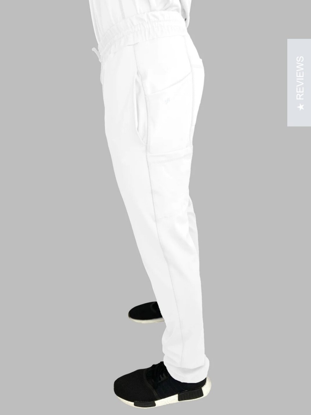 Fit Scrub Pants Evrpur, Men's White Large Straight Leg Tie Waist, 33in Length